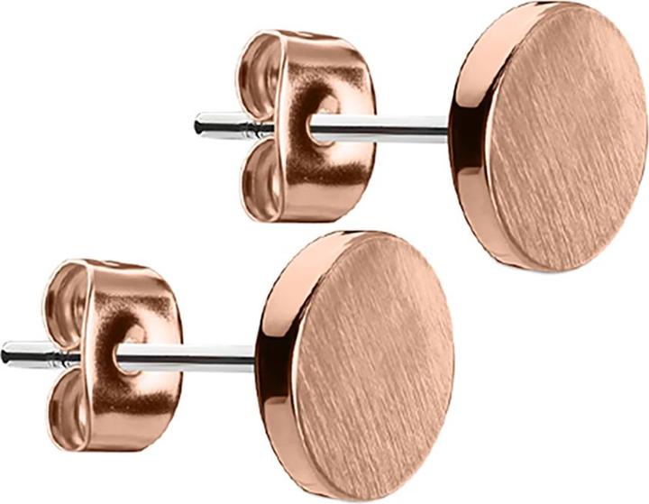 Actual product image Star Piercing Stud earrings round brushed rose gold (Surgical steel 316L, Brass)