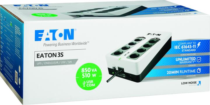 Productafbeelding Eaton 3S850D Ononderbreekbare voeding (UPS) Stand-by (Offline) 850 VA 8 AC-uitgangen (850 VA, 510 W, Standby UPS)