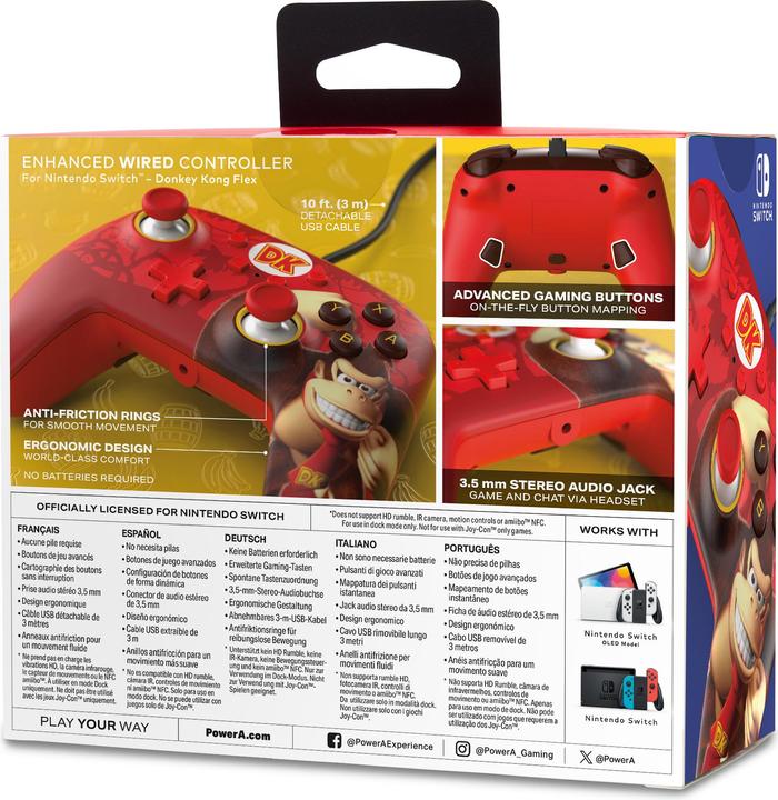 Image du produit PowerA Switch Controller Enhanced wired Donkey Kong Flex (Switch OLED, Switch)