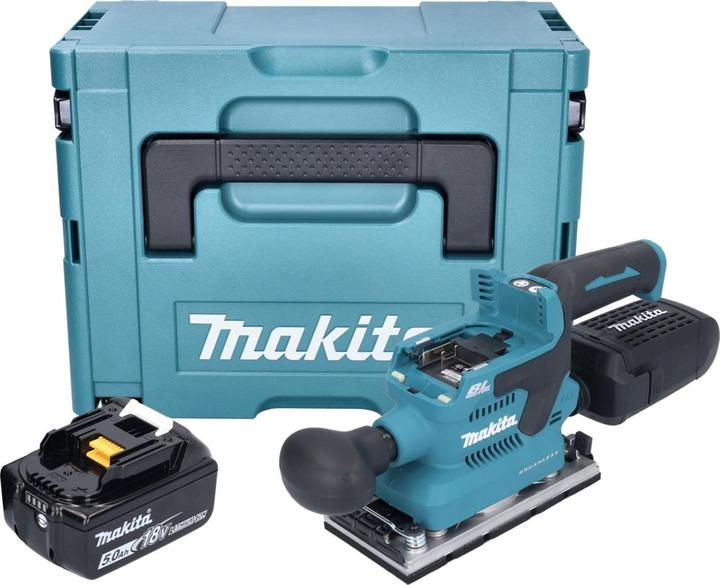 Immagine prodotto Makita DBO 382 T1J Levigatrice orbitale a batteria 18 V 93 x 185 mm Brushless + 1x batteria ricaricabile (200 W)