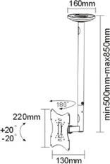 Produktbild Sunne LCD-A504K - Befestigungskit (Deckenmontage, Deckenplatte, Teleskopstange) für Fl (Decke)