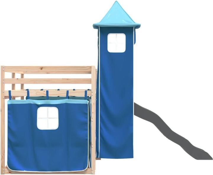 Immagine prodotto VidaXL Letto a castello con scivolo e tende (90 x 200 cm)