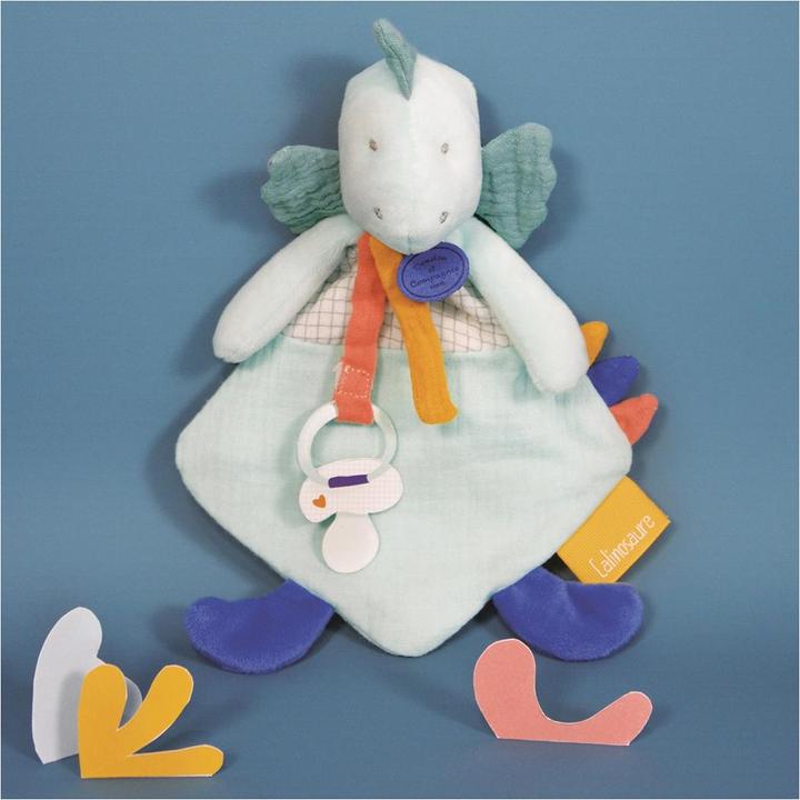 Produktbild Doudou et Compagnie Dino Filou Schmusetuch mit Schnullerhalter,mandel