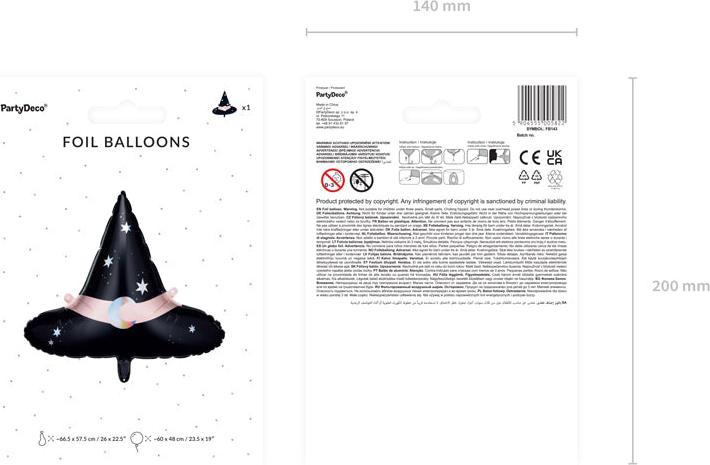 Produktbild Partydeco Hexenhut Folienballon Hexen und Halloween Party (1 x)