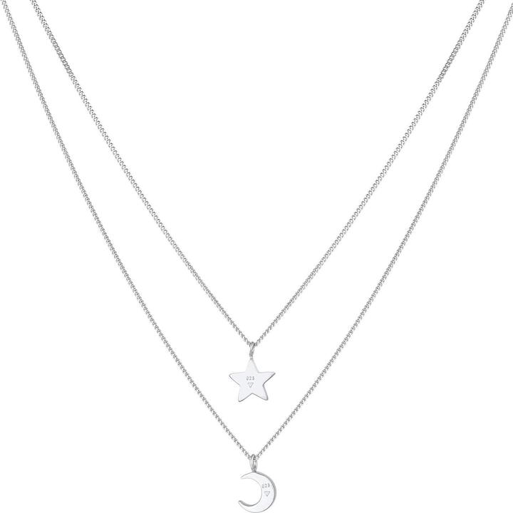 Actual product image Elli Necklace Kids Layer Crystal Star Half Moon 925 Silver (Glass crystal, 925 sterling silver, 36 cm)