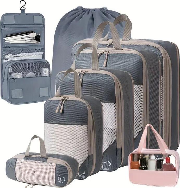 Produktbild Only-Bags.Store Travel Compression Storage Bag Set mit Mesh, 8-teilig, ideal für Reisen, Camping und Organisation