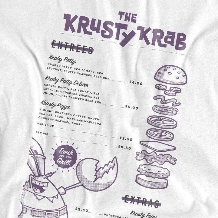 Actual product image Spongebob Squarepants Unisex Adult Krusty Krab Menu T-Shirt (XL)