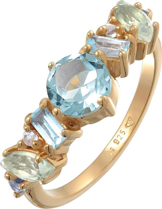 Elli PREMIUM Ring Topas Mondstein Amethyst Klassik 925 Silber vergoldet