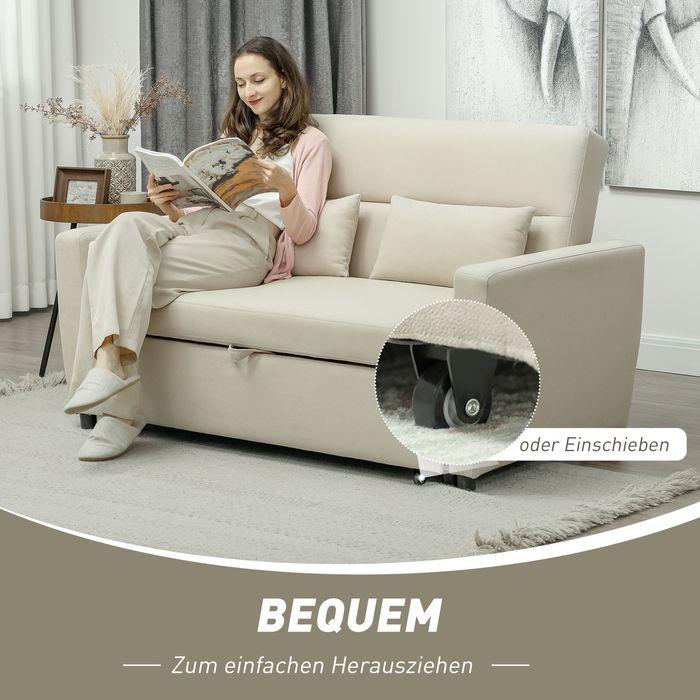 Actual product image Swisshandel24 Schlafsofa, 2-Sitzer Sofa mit Schlaffunktion, Verstellbare Rückenlehne, Beige