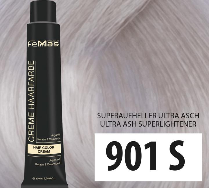 Actual product image FemMas 901S) Hair Color Super Brightener Ultra Ash 100ml
