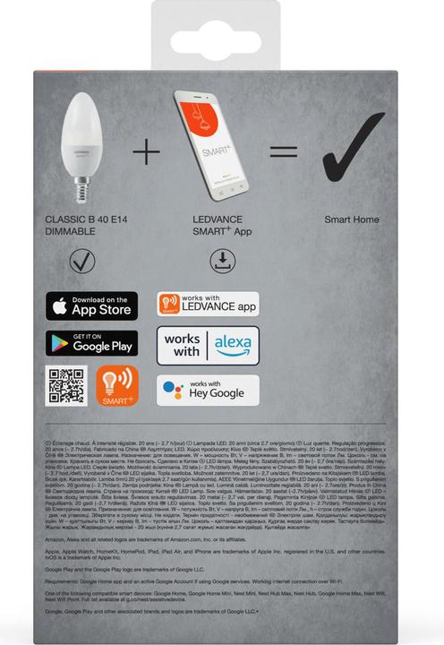 Produktbild Ledvance Smart+ Wifi Candle (E14, 4.90 W, 470 lm, 3 x, F)