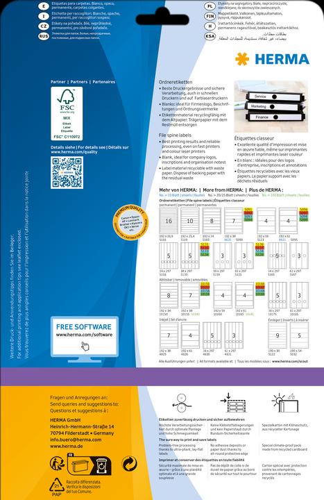 Actual product image HERMA A4 hanging file labels