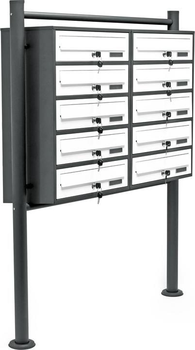 Actual product image Wiltec 10 letterbox system anthracite/white 898x270x1500 mm free-standing letterbox