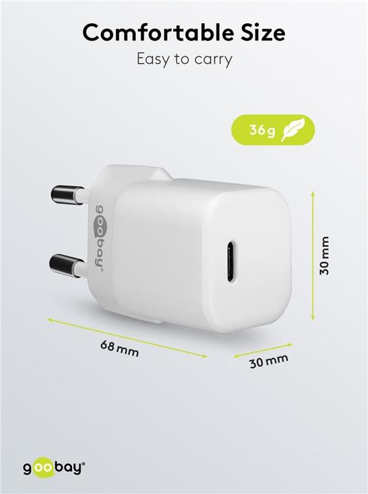 Immagine prodotto Goobay Caricabatterie Rapido USB-C Nano con tecnologia GaN (30 W)