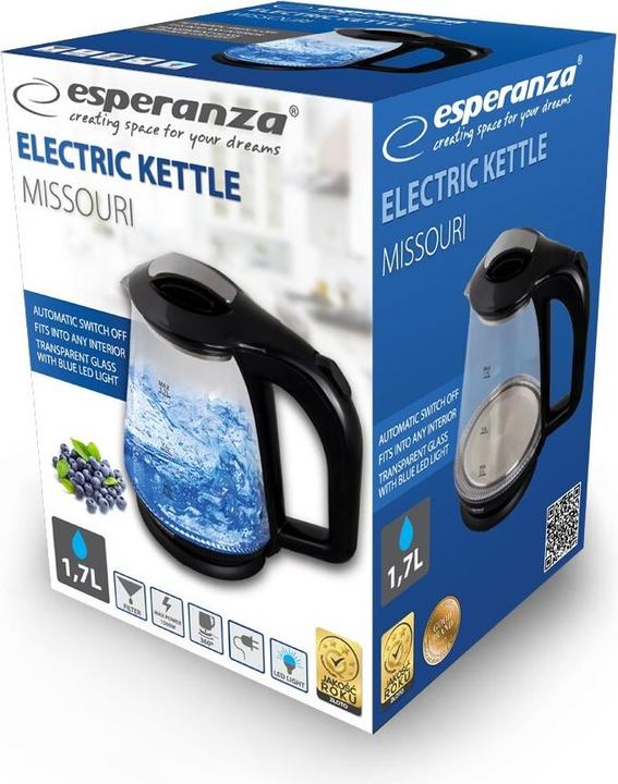 Immagine prodotto Esperanza EKK024K Bollitore elettrico 1,7 L Nero, Multicolore 1500 W (1.70 l, Spina UE)