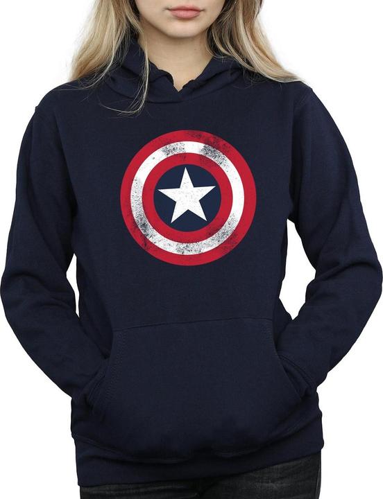 Image du produit Sweat à capuche Captain America Distressed Shield - Femmes/Ladies (S)
