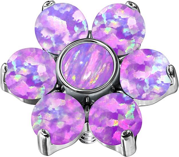 Produktbild Star Piercing Dermal Anchor Blume Opal violett (ohne Messing, Chirurgenstahl 316L)