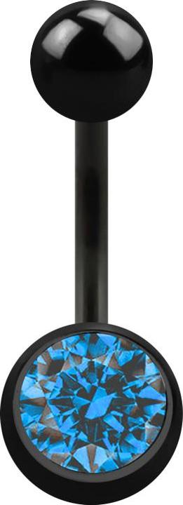 Actual product image Star Piercing Banana black with ball and ball crystal light blue (Surgical steel 316L, without brass)