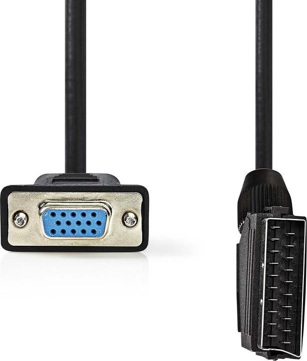 Produktbild Nedis SCART-Kabel | SCART Stecker | VGA Buchse | Vernickelt | 480p | 2.00 m | Rund | PVC | Schwarz | (2 m, Scart)