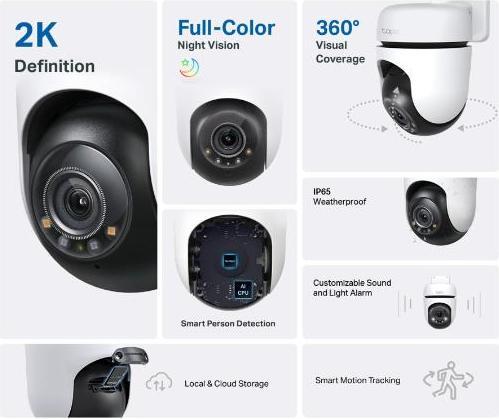 Image du produit TP-Link Caméra Wi-Fi de sécurité Pan/Tilt pour l'extérieurS (2304 x 1296 Pixels)