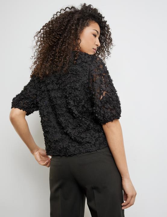 Produktbild Taifun Spitzenshirt mit Blüten-Dekor T-Shirt Kurzarm Rundhals (40)