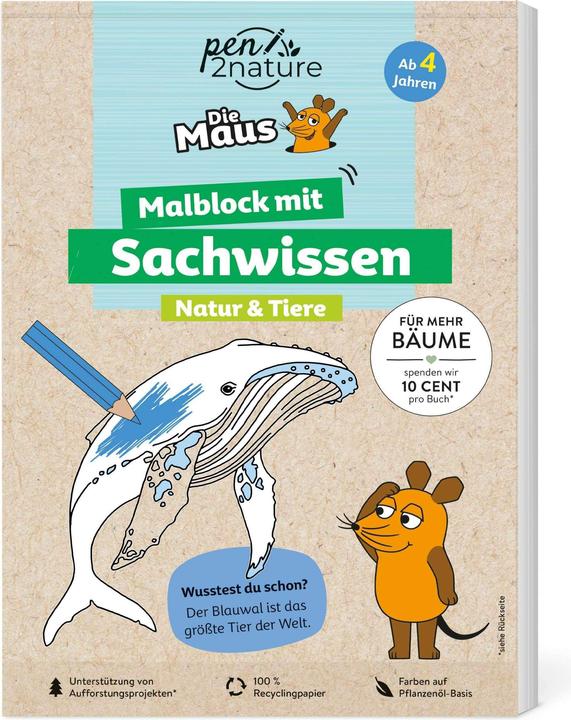 Image du produit Die Maus - Malblock mit Sachwissen Natur und Tiere (Allemand, pen2nature, 2024)