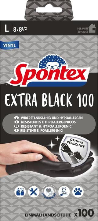 Actual product image Spontex Disposable gloves Extra Black 100 made of vinyl size L