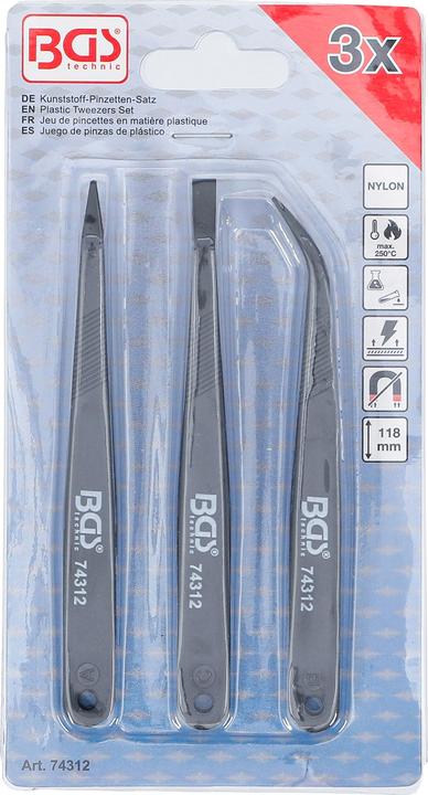 Actual product image BGS Plastic Tweezers Set | 3 pcs.