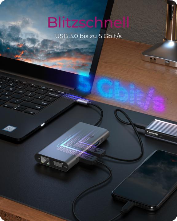Produktbild Icy Box IB-DK4040-CPD - USB Type-C mini Dock PD (USB-C, 10 Ports)