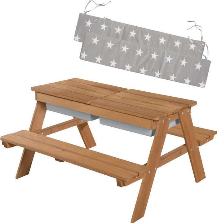 Immagine prodotto Roba Set di sedute per bambini all'aperto + con vassoi per giocare e cuscini per panche Little Stars