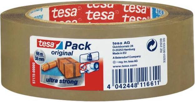 Actual product image tesa tesapack ULTRA STRONG Parcel Tape - PVC packing tape for tight packing and secure bundling (38 mm)