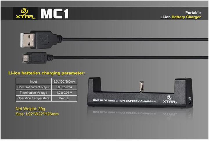 Produktbild Xtar MC1 Ladegerät (1 Stk., Ladegerät inkl. Akku)