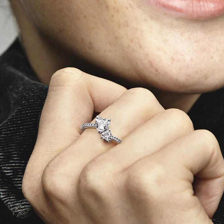 Actual product image Pandora Ring sparkling hearts (54, 925 Silver)
