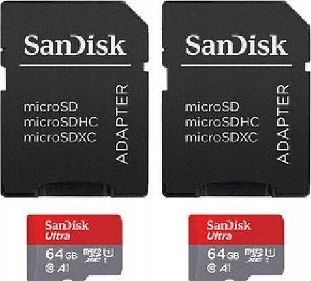 Immagine prodotto SanDisk Ultra mit Adapter (2-Pack) (64 GB, microSDXC, U1, UHS-I)