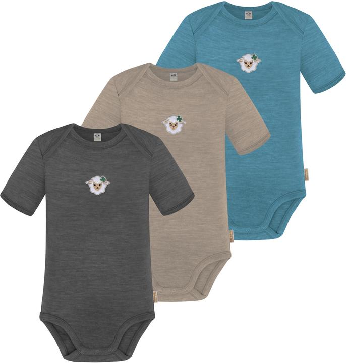Normani 3er Set Baby Merino Body Kurzarm „Tauranga" - 9295