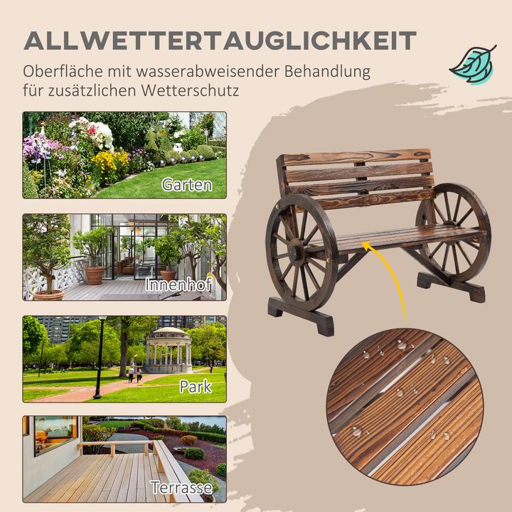 Image du produit Outsunny Banc de jardin design roue de chariot