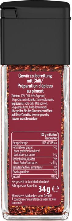 Image du produit Knorr 100% naturel Flocons chili, épice à saupoudrer avec chili & paprika, assaisonner sans sel ni sucre (34 g)