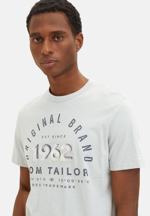 Image du produit Tom Tailor T-Shirt Gestreiftes Kurzarmshirt mit Rundhalsausschnitt und Print (M)