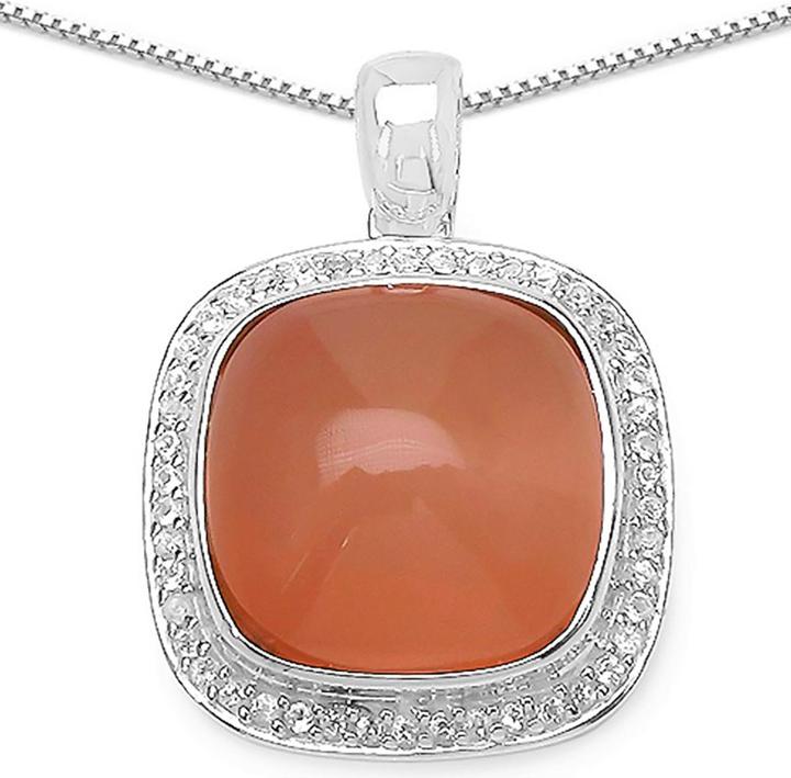 Produktbild Xen Anhänger mit Kette Peach Mondstein Cushion-Cabochon 45 cm 925 Silber (925 Sterling Silber, 45 cm)
