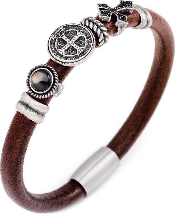 Produktbild Amen Steel Armband (20 cm, Leder, Edelstahl)