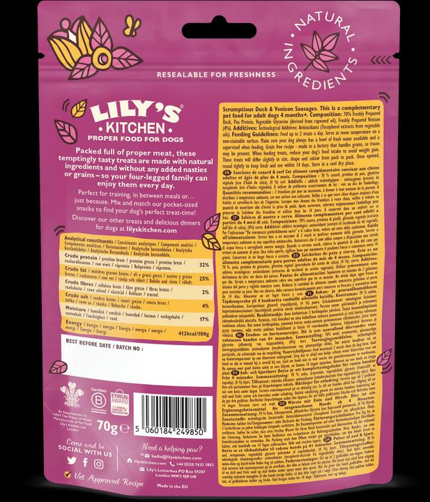 Image du produit Lily's Kitchen Saucisses de canard et de canard sauvage (Adulte, 1 pcs, 70 g)