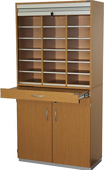 Produktbild eurokraft pro Sortierschrank mit Rollladen und Sortiertisch (91.5 x 44 x 186.5 cm)