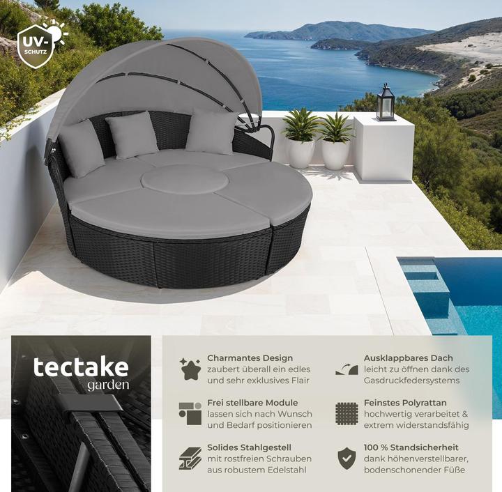 Image du produit tectake Bain de soleil rond modulable SANTORIN
