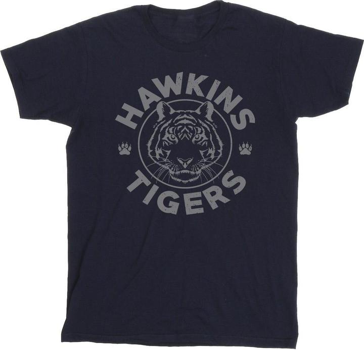 Actual product image Netflix Girls Stranger Things Hawkins Grey Tiger Cotton T-Shirt (152, 158)
