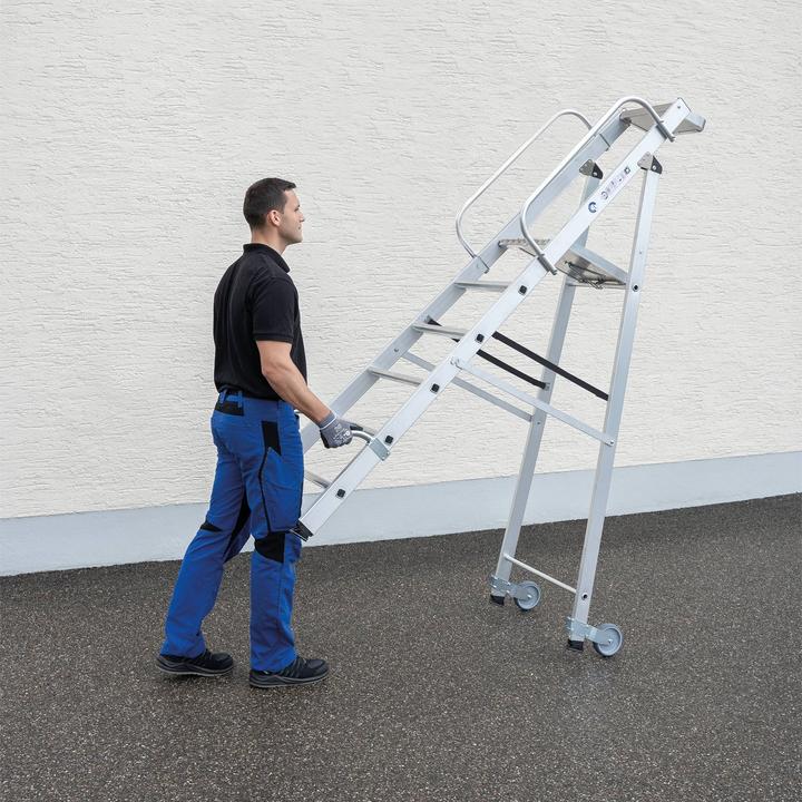 Actual product image Munk Platform ladder with castors and handle 4 steps with storage tray (Scaffolding, 130 cm)