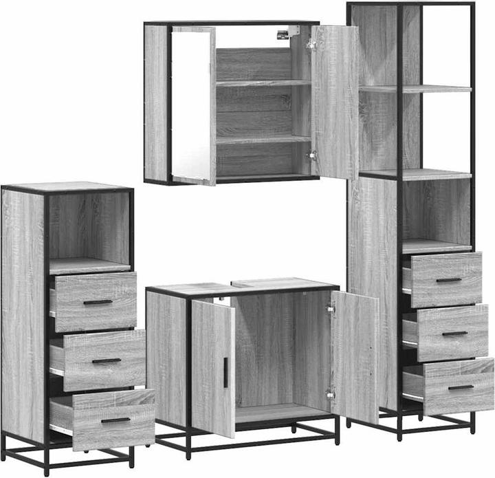 Immagine prodotto VidaXL Set di mobili da bagno a 4 pezzi Grigio Sonoma in legno