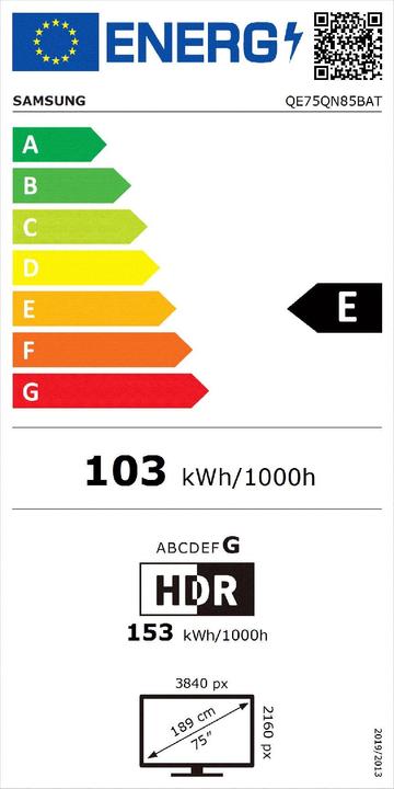 Energie-Label Samsung QE75QN85BAT (75", QN85B, NeoQLED, UHD, 2022)