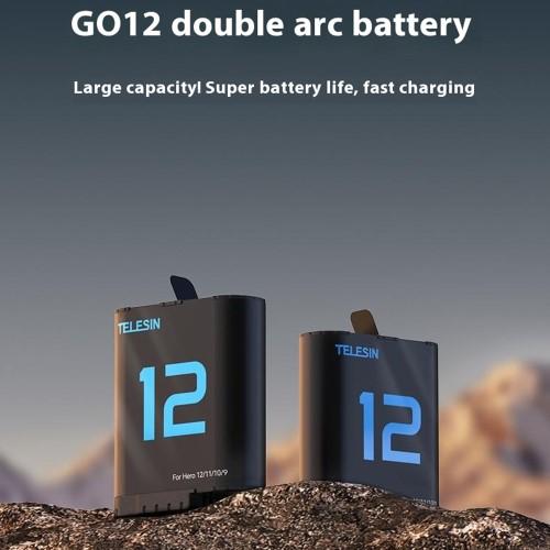 Productafbeelding Telesin batterij (dubbele boog) voor GoPro Hero12/11/ 10/9 (GoPro Hero 12, GoPro Hero 9, GoPro Hero 10, GoPro Hero 11)