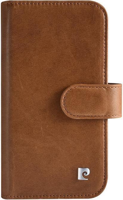 Pierre Cardin Case iPhone 13 Mini - Genuine leather book case brown & 6 card slots (Apple iPhone 13 mini)