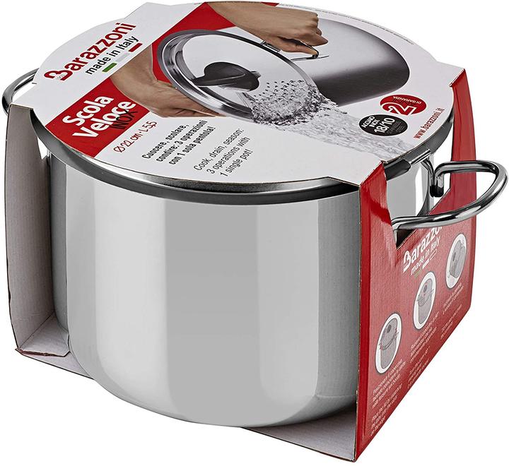Image du produit Barazzoni Pot à spaghettis pour un égouttage facile (22 cm, Casserole, Acier)